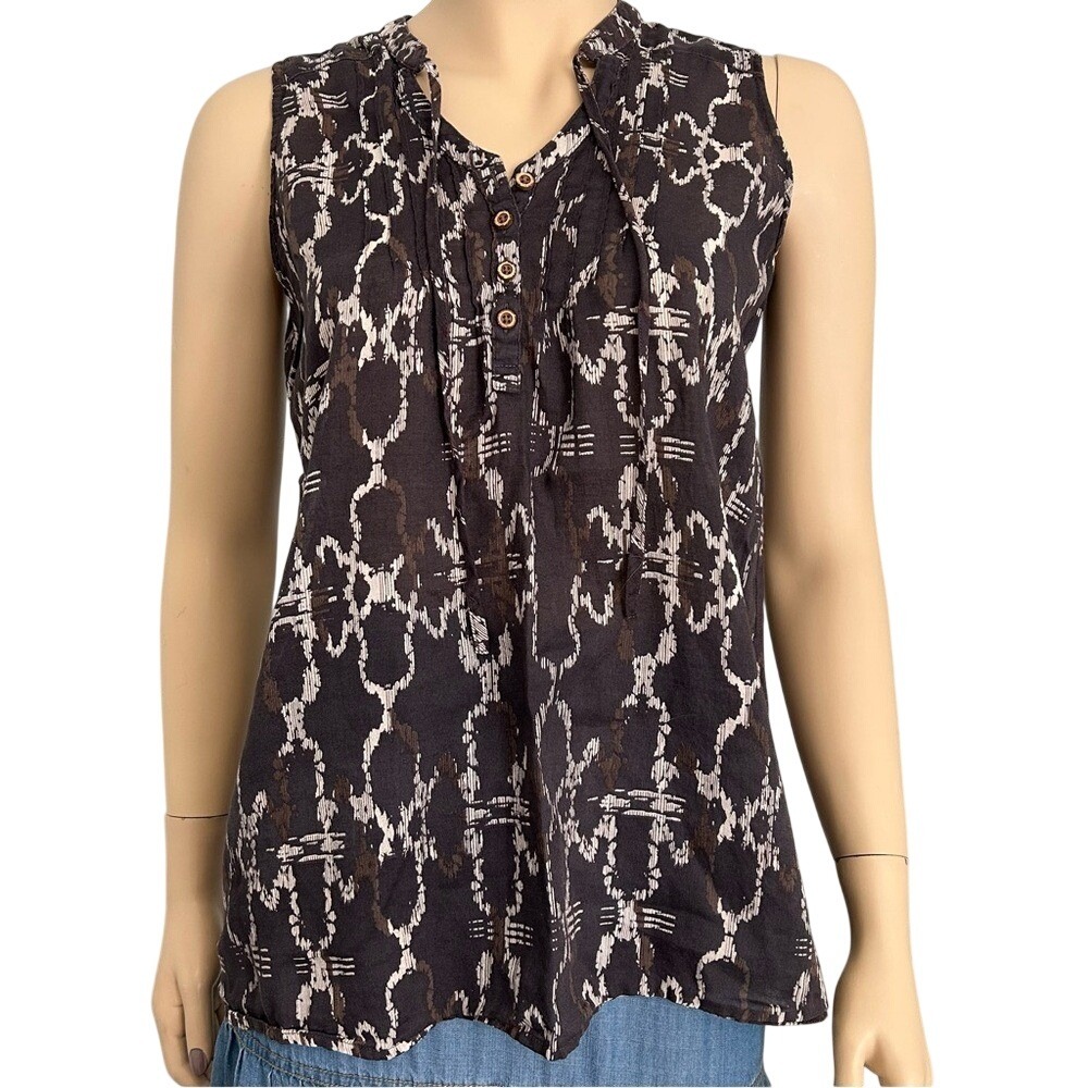 The North Face gray cotton batik print sleeveless tunic tank‎ top medium
